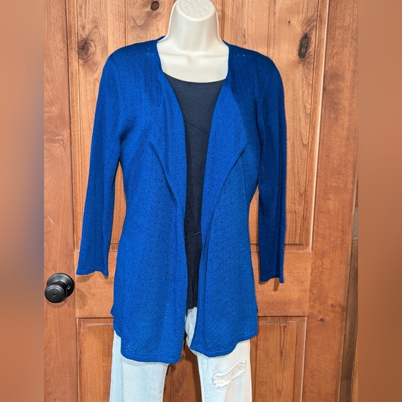 Cable & Gauge Sweaters - Cable & Gauge Blue Open Front Cardigan‎
